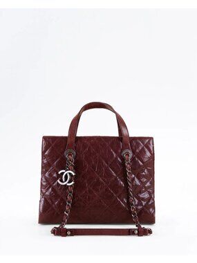 Authentic CHANEL Calfskin leather 2Way Shoulder Burgundy Bag